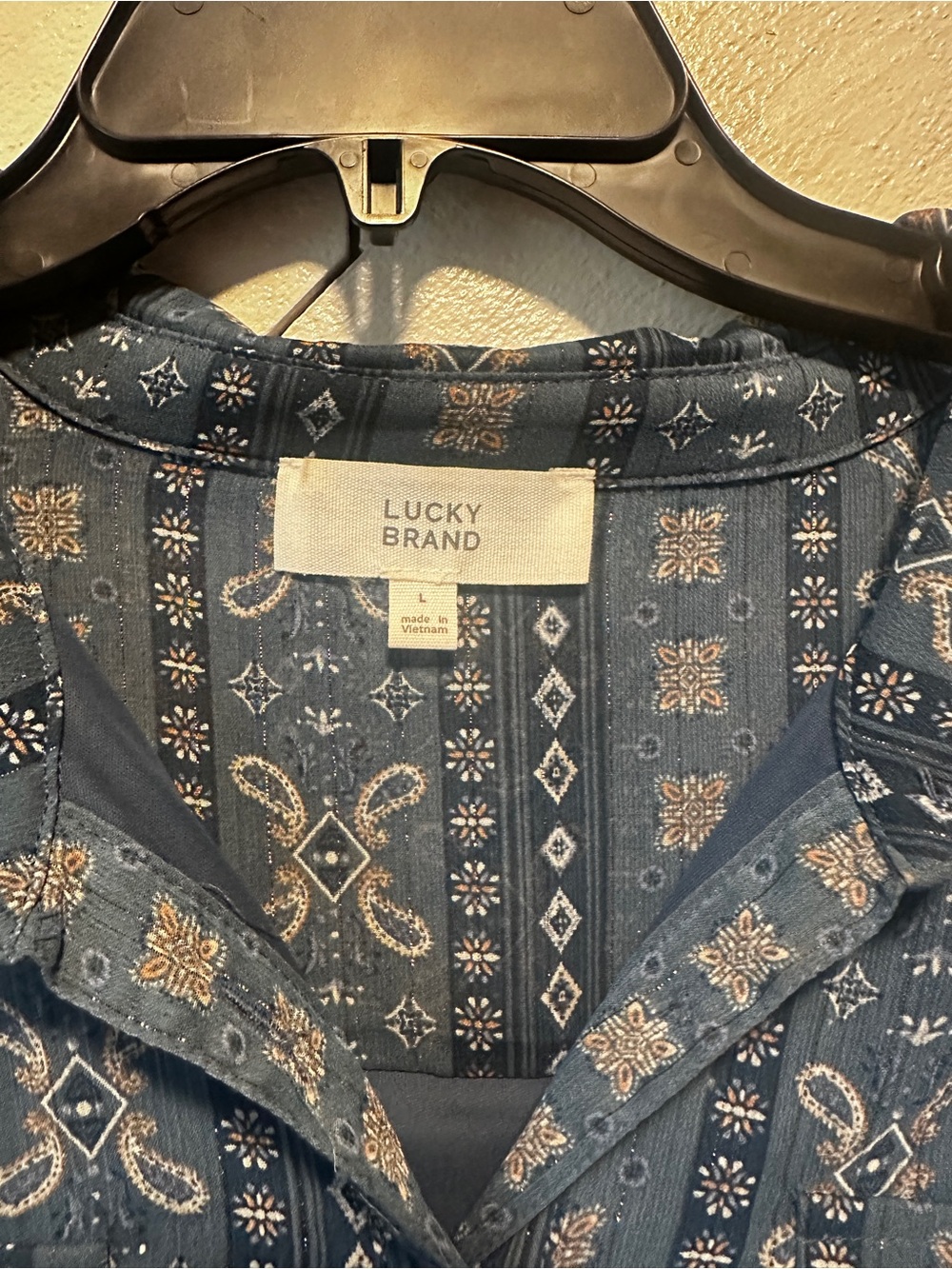 Lucky Brand Navy Patterned Long-Sleeve Shirt Dress - Picture 3 of 4